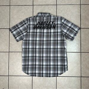 Men’s Large Harley Davidson Motorcycles Button Down Plaid Short Sleeve Shirt